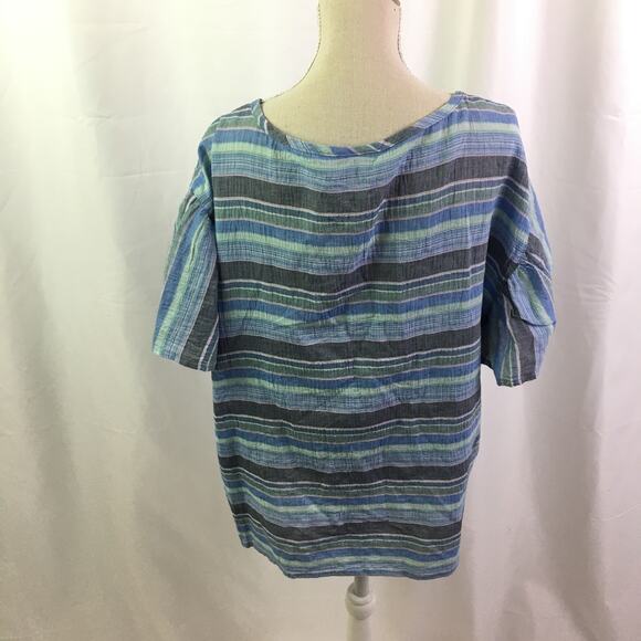 a.n.a button down tie off blouse cool stripe combo - Picture 5 of 16